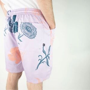 Nike Swim Pastel Lavender Floral Volley Shorts Vacation Beach Men’s